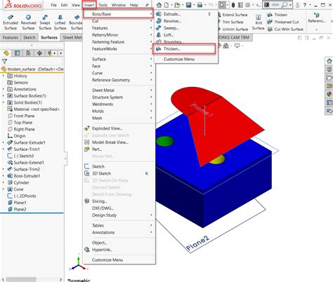 thicken a sheet metal part solidworks|how to thicken a surface.